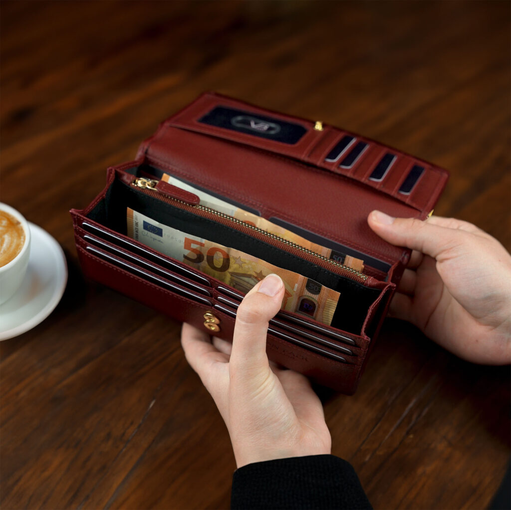 von baer tallinn w1 kvaliteetne ja luksuslik nahast naiste rahakott punane rahaga ja kaartidega