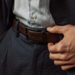 von baer premier kahepoolne nahast püksirihm meestele pruun ja must