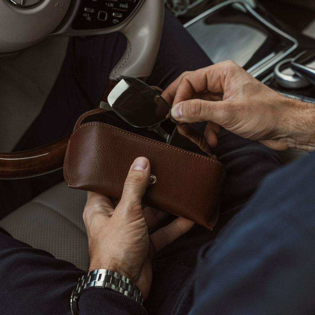 Nahast Prillitoos pruun paikeseprillid luxury autos