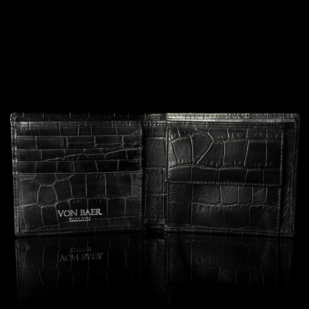 classic croco meeste rahakott must avatud