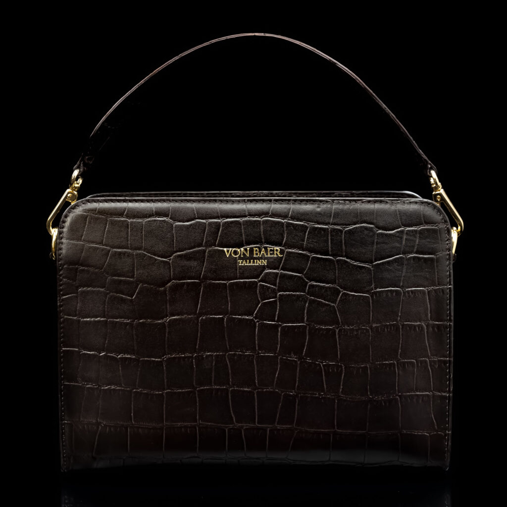von baer model 1 nahast naiste kaekott pruun croc print eemaldatav sang eestvaade