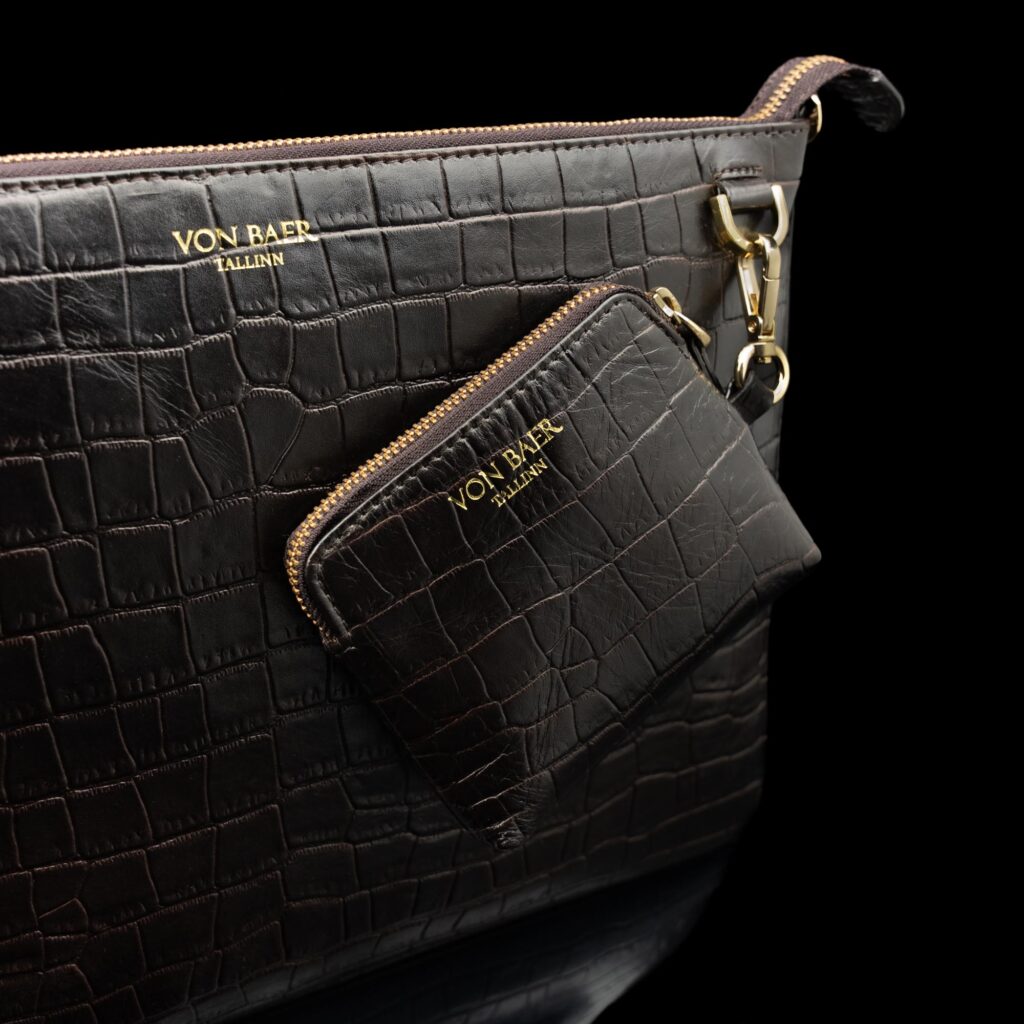 von baer nahast naiste sulearvutikott lukuga pruun croco koos vaikese lisakotiga