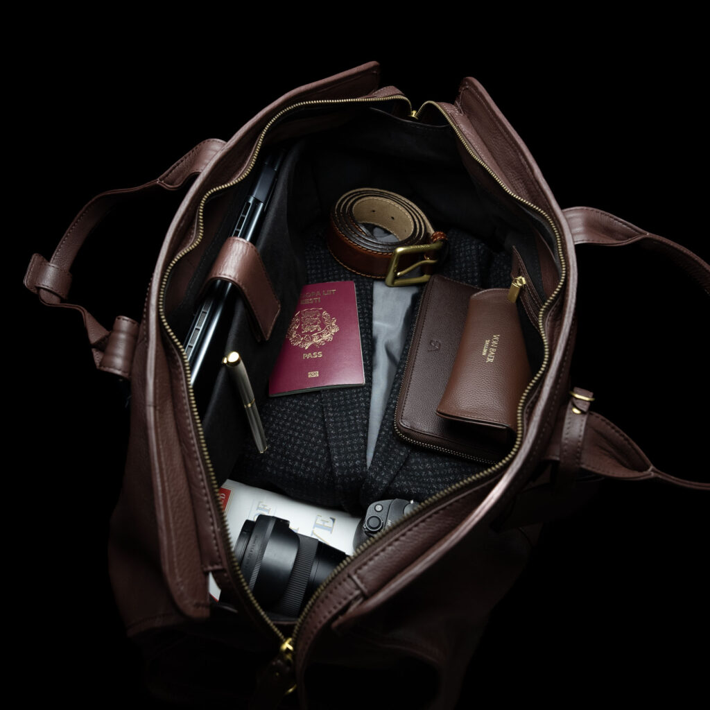 von baer weekender nahast reisikott pruun eesti disain