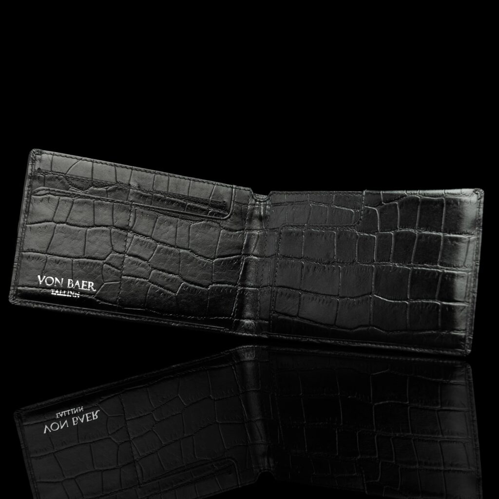 von baer luksuslik nahast pass portmonee croco must taskud